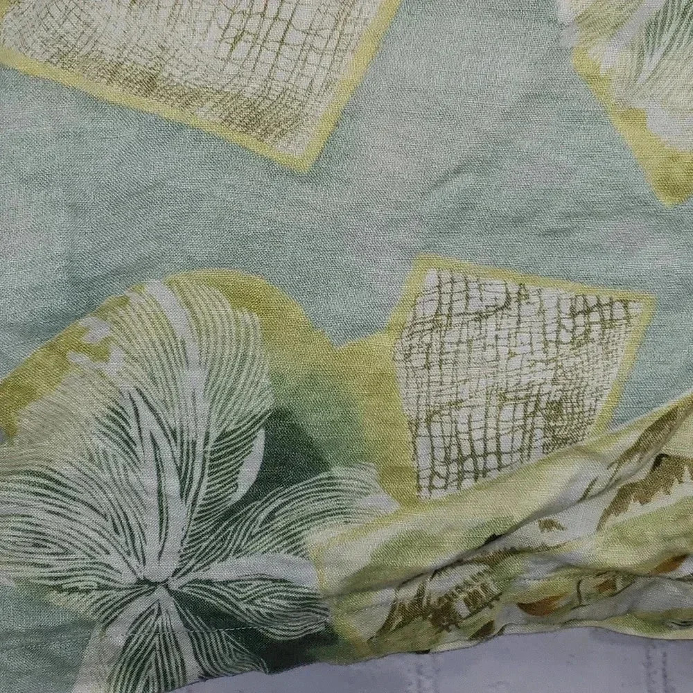 Tommy Bahama Floral Green Hawaiian Short Sleeve 100% Linen Shirt Green Yellow XL - Picture 6 of 11